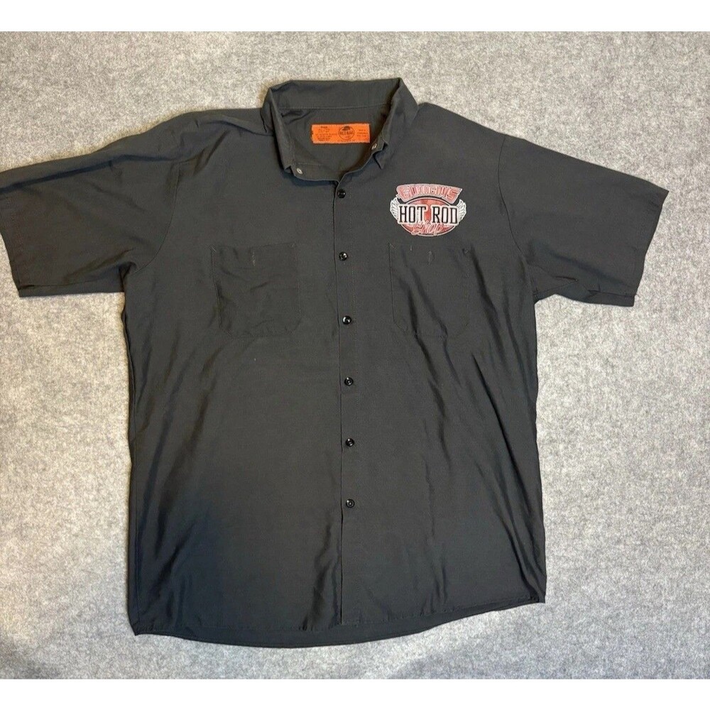 Y2K Red Kap Goodguys Hot Rod Service Shirt XL Black Workwear Mechanic